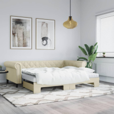 vidaXL krémszínű kihúzható műbőr heverő 90 x 200 cm ágy és ágykellék