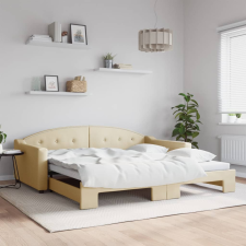 vidaXL krémszínű kihúzható szövet heverő 100x200 cm ágy és ágykellék