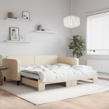 vidaXL krémszínű kihúzható szövet heverő 100x200 cm ágy és ágykellék