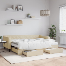 vidaXL krémszínű kihúzható szövet heverő fiókokkal 80 x 200 cm ágy és ágykellék