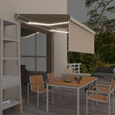 vidaXL krémszínű manuális kihúzható LED-es napellenző redőnnyel 3x2,5m kerti bútor
