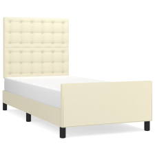 vidaXL krémszínű műbőr ágykeret fejtámlával 90x190 cm (3125545) ágy és ágykellék