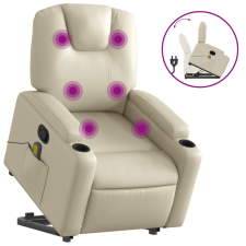vidaXL krémszínű műbőr dönthető masszázs- és állófotel (3204438) masszázsfotel
