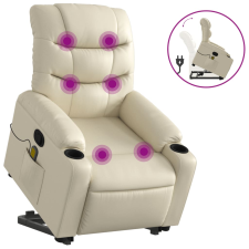 vidaXL krémszínű műbőr dönthető masszázs- és állófotel (3206607) masszázsfotel