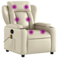 vidaXL krémszínű műbőr dönthető masszázsfotel (372435) masszázsfotel