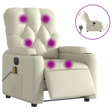 vidaXL krémszínű műbőr elektromos dönthető masszázsfotel (3204766) masszázsfotel