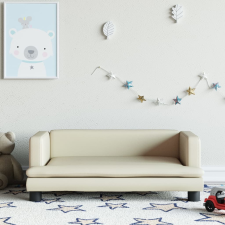 vidaXL Krémszínű műbőr gyerekkanapé 80 x 45 x 30 cm gyermekbútor