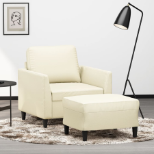 vidaXL krémszínű műbőr kanapéfotel lábtartóval 60 cm bútor