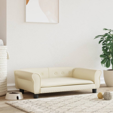 vidaXL krémszínű műbőr kutyaágy 95x55x30 cm szállítóbox, fekhely kutyáknak
