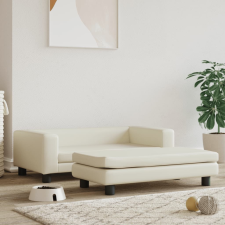 vidaXL krémszínű műbőr kutyaágy hosszabbítóval 100 x 50 x 30 cm szállítóbox, fekhely kutyáknak