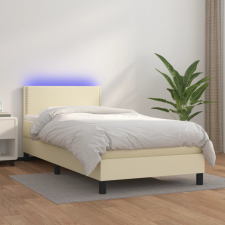 vidaXL krémszínű műbőr rugós ágy matraccal és LED-del 90x200 cm ágy és ágykellék
