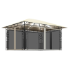 vidaXL krémszínű pavilon szúnyoghálóval/fényfüzérrel 4x3x2,73m 180g/m²