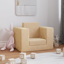 vidaXL krémszínű puha plüss gyerek kanapéágy gyermekbútor
