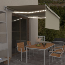 vidaXL krémszínű redőnyös, LED-es, szélérzékelős napellenző 4,5 x 3 m kerti bútor