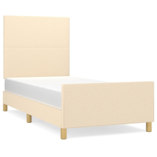 vidaXL krémszínű szövet ágykeret fejtámlával 100 x 200 cm (3124876) ágy és ágykellék