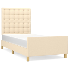 vidaXL krémszínű szövet ágykeret fejtámlával 80 x 200 cm (3125338) ágy és ágykellék
