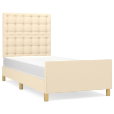 vidaXL krémszínű szövet ágykeret fejtámlával 90 x 190 cm (3125346) ágy és ágykellék