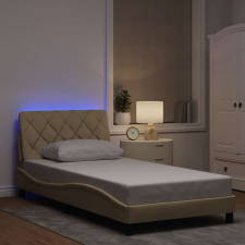 vidaXL krémszínű szövet ágykeret LED-ekkel matrac nélkül 100x200 cm ágy és ágykellék