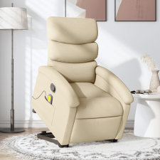vidaXL krémszínű szövet felállást segítő dönthető masszázsfotel masszázsfotel