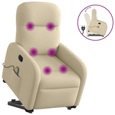 vidaXL krémszínű szövet felállást segítő dönthető masszázsfotel masszázsfotel