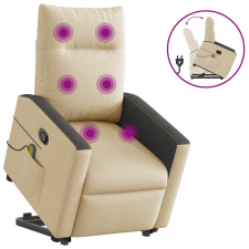 vidaXL krémszínű szövet felállást segítő dönthető masszázsfotel masszázsfotel