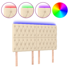 vidaXL krémszínű szövet LED-es fejtámla szárnyakkal 160x7x118/128 cm (3122771) ágy és ágykellék
