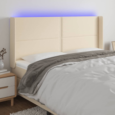 vidaXL krémszínű szövet LED-es fejtámla szárnyakkal 163x16x118/128 cm ágy és ágykellék