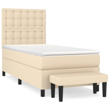 vidaXL krémszínű szövet rugós ágy matraccal 100 x 200 cm (3136898) ágy és ágykellék