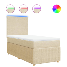 vidaXL krémszínű szövet rugós ágy matraccal 100 x 200 cm (3294265) ágy és ágykellék