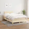 vidaXL krémszínű szövet rugós ágy matraccal 120 x 200 cm