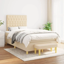 vidaXL krémszínű szövet rugós ágy matraccal 120 x 200 cm ágy és ágykellék