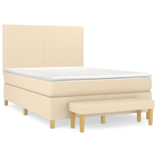 vidaXL krémszínű szövet rugós ágy matraccal 140 x 190 cm ágy és ágykellék