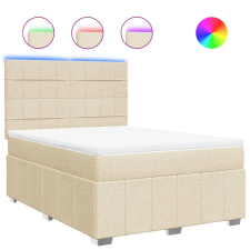 vidaXL krémszínű szövet rugós ágy matraccal 140 x 190 cm (3293968) ágy és ágykellék