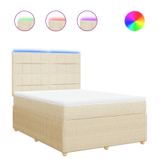 vidaXL krémszínű szövet rugós ágy matraccal 140 x 190 cm (3294356) ágy és ágykellék
