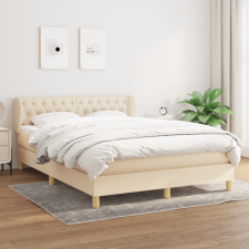vidaXL krémszínű szövet rugós ágy matraccal 140 x 200 cm ágy és ágykellék