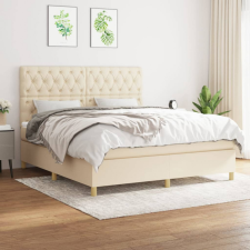 vidaXL Krémszínű szövet rugós ágy matraccal 160 x 200 cm ágy és ágykellék