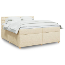vidaXL krémszínű szövet rugós ágy matraccal 200 x 200 cm ágy és ágykellék