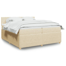 vidaXL krémszínű szövet rugós ágy matraccal 200 x 200 cm ágy és ágykellék