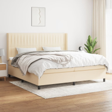 vidaXL krémszínű szövet rugós ágy matraccal 200 x 200 cm ágy és ágykellék