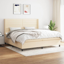 vidaXL krémszínű szövet rugós ágy matraccal 200 x 200 cm ágy és ágykellék