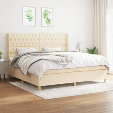 vidaXL krémszínű szövet rugós ágy matraccal 200 x 200 cm ágy és ágykellék