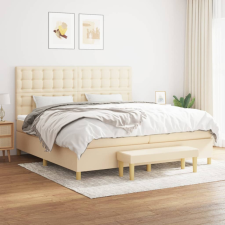 vidaXL krémszínű szövet rugós ágy matraccal 200 x 200 cm ágy és ágykellék