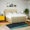 vidaXL krémszínű szövet rugós ágy matraccal 200 x 200 cm