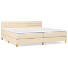 vidaXL krémszínű szövet rugós ágy matraccal 200 x 200 cm (3140726) ágy és ágykellék