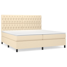 vidaXL krémszínű szövet rugós ágy matraccal 200 x 200 cm (3142046) ágy és ágykellék