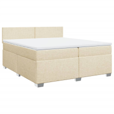 vidaXL krémszínű szövet rugós ágy matraccal 200 x 200 cm (3285993) ágy és ágykellék