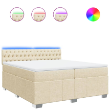 vidaXL krémszínű szövet rugós ágy matraccal 200 x 200 cm (3289487) ágy és ágykellék
