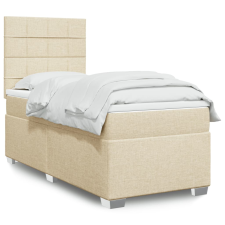 vidaXL krémszínű szövet rugós ágy matraccal 90 x 190 cm ágy és ágykellék