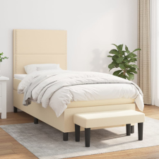 vidaXL krémszínű szövet rugós ágy matraccal 90 x 190 cm ágy és ágykellék