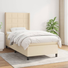 vidaXL Krémszínű szövet rugós ágy matraccal 90 x 200 cm ágy és ágykellék